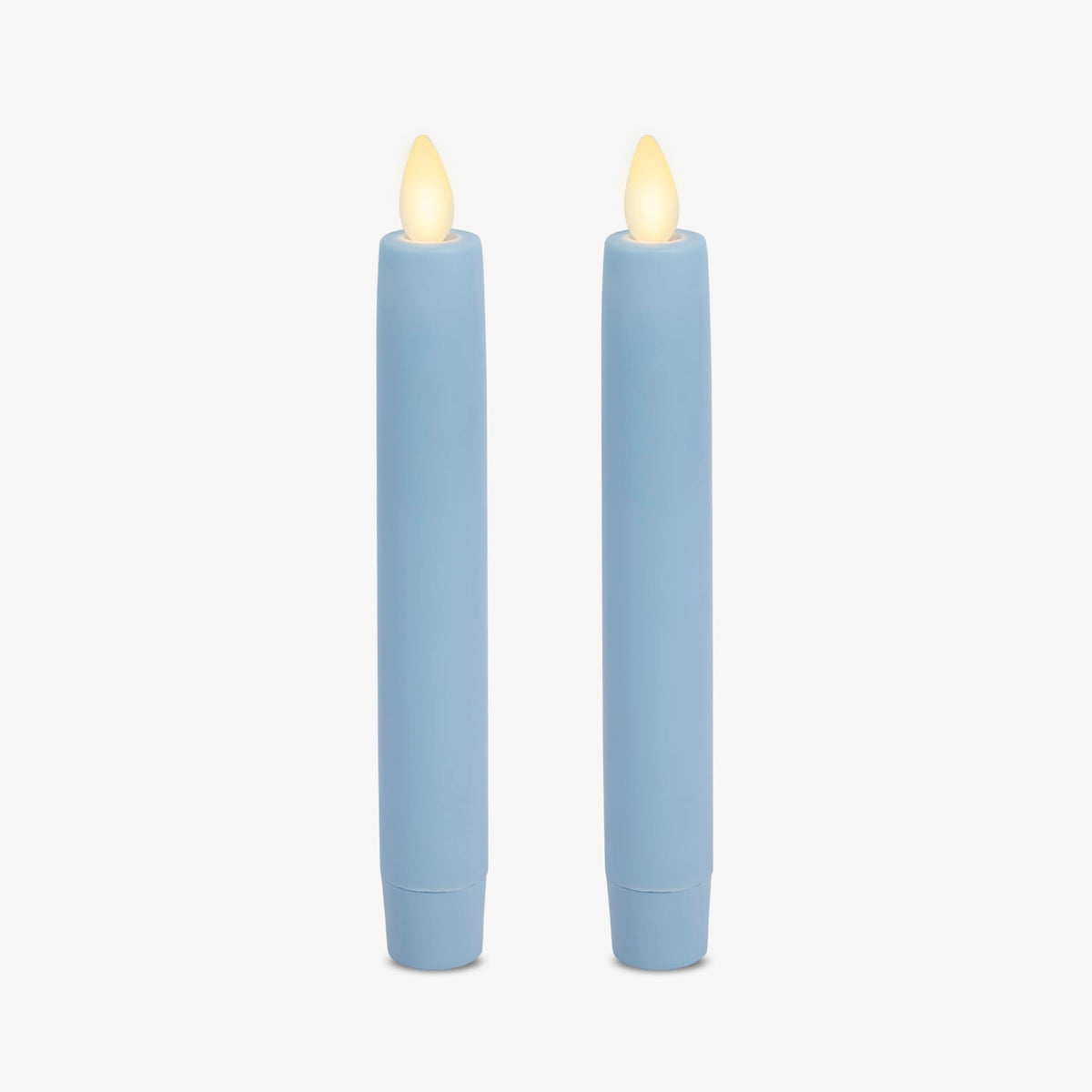 Luminara Set of 2 Flameless Candle Tapers (0.87" x 6.7") Flat Top Real Wax Unscented (Airy Blue)