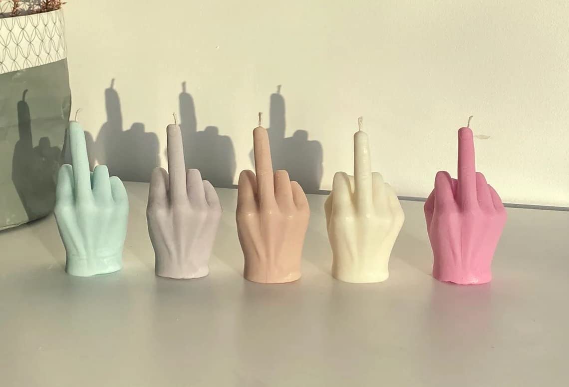 Middle Finger Candle, Homemade soy candle, Hand Fuck Candle, Teen Room Decor Candle, Funny Aeshetic Candle, Hippie Candle (White, WITHOUT SCENT)