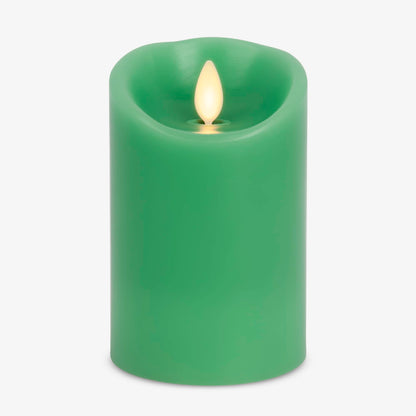Luminara Flameless LED Battery Operated Flickering Pillar Moving Flame Candles (Vibrant Green, 3" x 4.5")