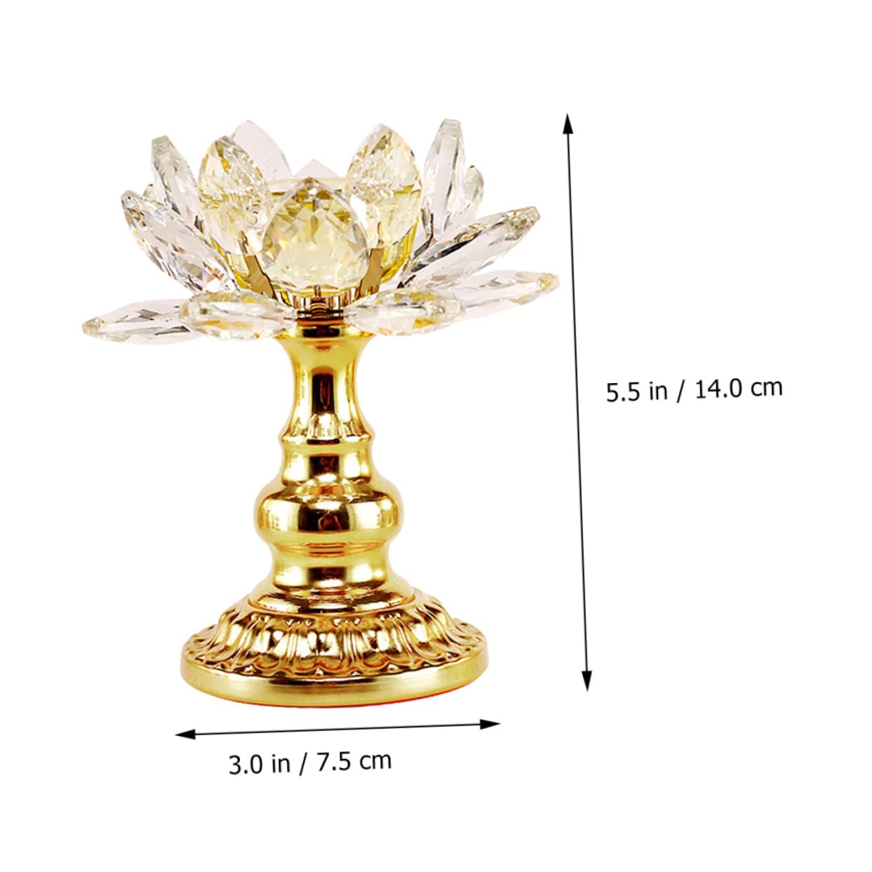 HAKIDZEL Crystal Lotus Candle Holder Elegant Sturdy Candlestick for Buddha Temple Home Decor Yellow Design for Wedding Party Table Display