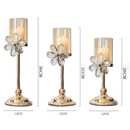 Candlestick Holders Light Luxury Crystal Petal Glass Candlestick Retro Table Decoration Ornaments Candle Holder Candle Holders(Amber,Small)