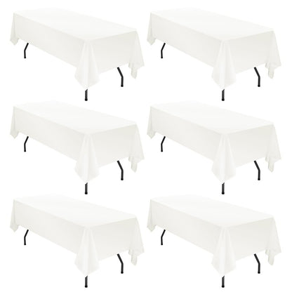 6 Pack Tablecloth 60 x102 inch Polyester Table Cloth for 6 Foot Rectangle Tables,Stain and Wrinkle Resistant Washable Fabric Table Covers Polyester Ivory Table Clothes for Wedding,Party,Banquet