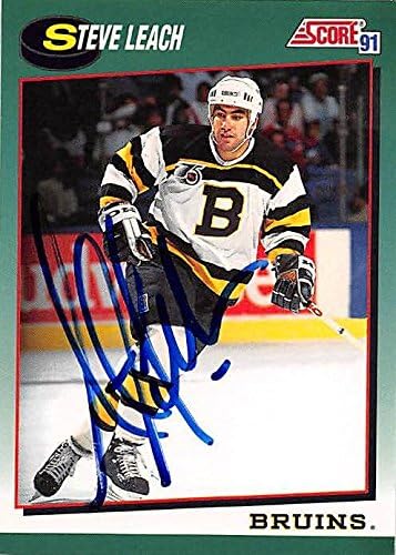 Autograph Warehouse 224077 Steve Leach Autographed Hockey Card - Boston Bruins 1991 Score - No. 26T