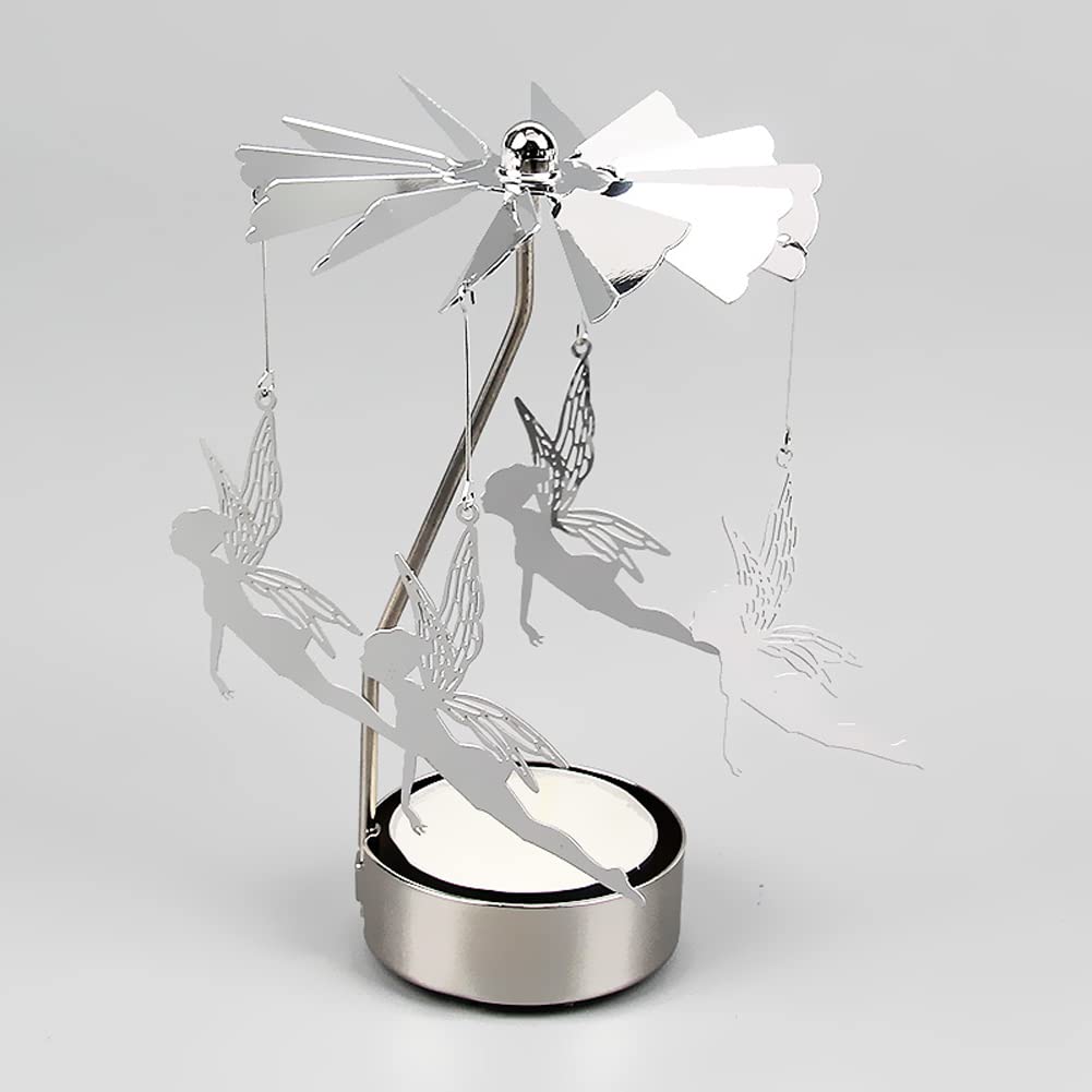 Rotary Candle Holder, Spinning Windmill Candlestick Carousel Candle Tea Light Holder with Romantic Candlestick Ornament for Wedding Party Christmas Home Decor