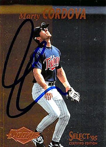 Sports Memorabilia Autograph Warehouse 245235 Marty Cordova Autographed Baseball Card - Minnesota Twins 1995 Pinnacle Select Certified - No. 114 Rookie