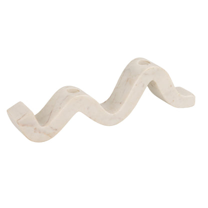 Bloomingville Marble Wave Double Taper Candle Holder, White
