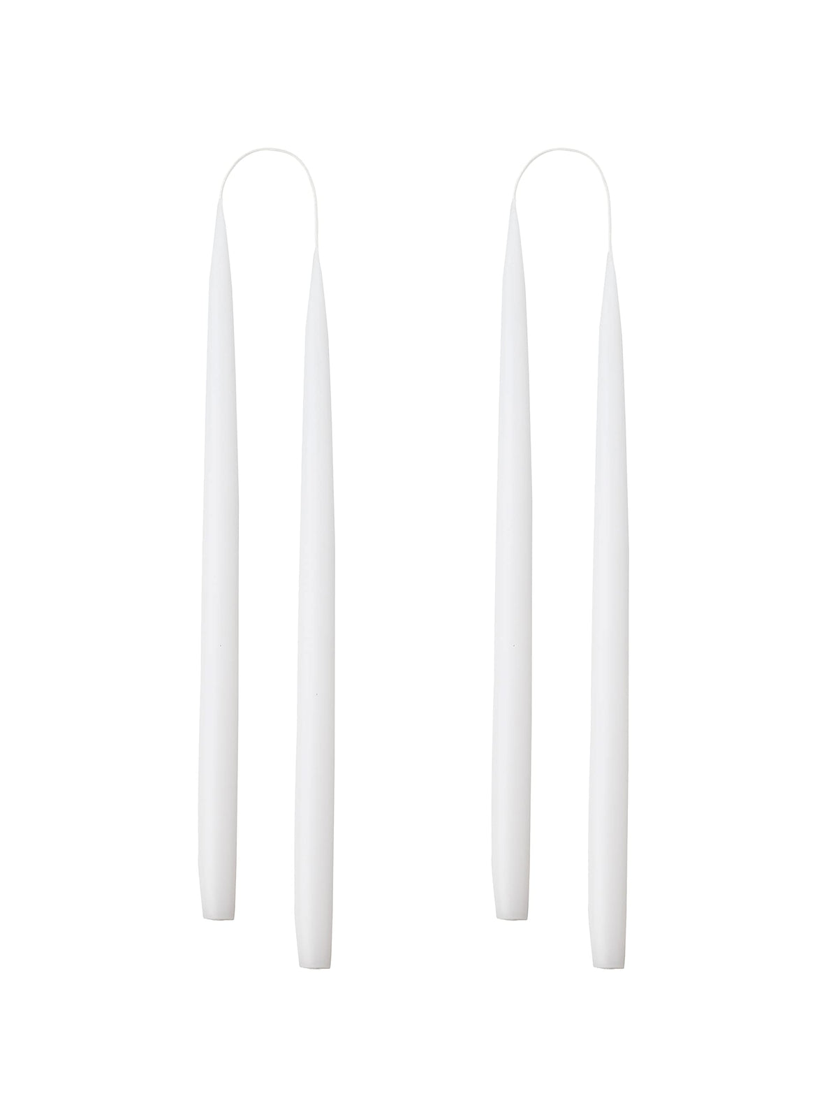 Kunstindustrien® White Taper Candles – Set of 4, 13.8" – Made in Denmark, Long Burning Candles 15h, Unscented & Smokeless Candlesticks – Elegant Tall Candles for Weddings, Dinners & Home Decor (White)