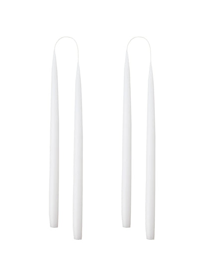 Kunstindustrien® White Taper Candles – Set of 4, 13.8" – Made in Denmark, Long Burning Candles 15h, Unscented & Smokeless Candlesticks – Elegant Tall Candles for Weddings, Dinners & Home Decor (White)