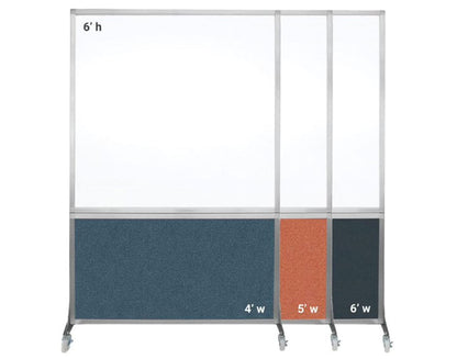 DivideWrite Mobile Whiteboard | Double Sided Dry Erase Board | Portable Office Cubicle Partition | Display for Classrooms, Conference Rooms, Meeting Areas and More | Mocha Fabric 4' Wide x 6' Tall