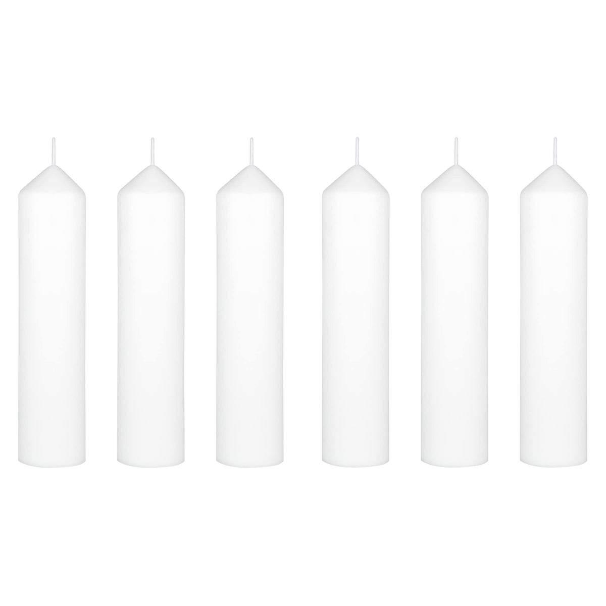 Mega Candles 6 pcs Unscented Round Dome Top White Pillar Candles, Low Cost Single Use Event Wax Candle 2 Inch x 9 Inch, Ideal for Weddings, Parties, Events, Occasions, Florists, Prayers, Vigils
