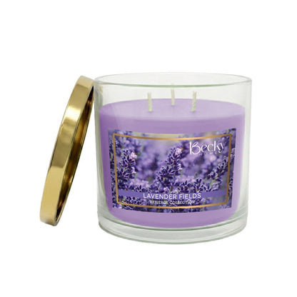 Becky Home 14.5oz Lavender Scented Candles for Home, 60 Hrs Soy Wax Candle for Stress Relief and Meditation House Aromatherapy Candle Gifts for Men and Women