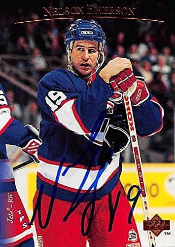 Sports Memorabilia Autograph Warehouse 224172 Nelson Emerson Autographed Hockey Card - Winnipeg Jets FT 1995 Upper Deck - No. 178