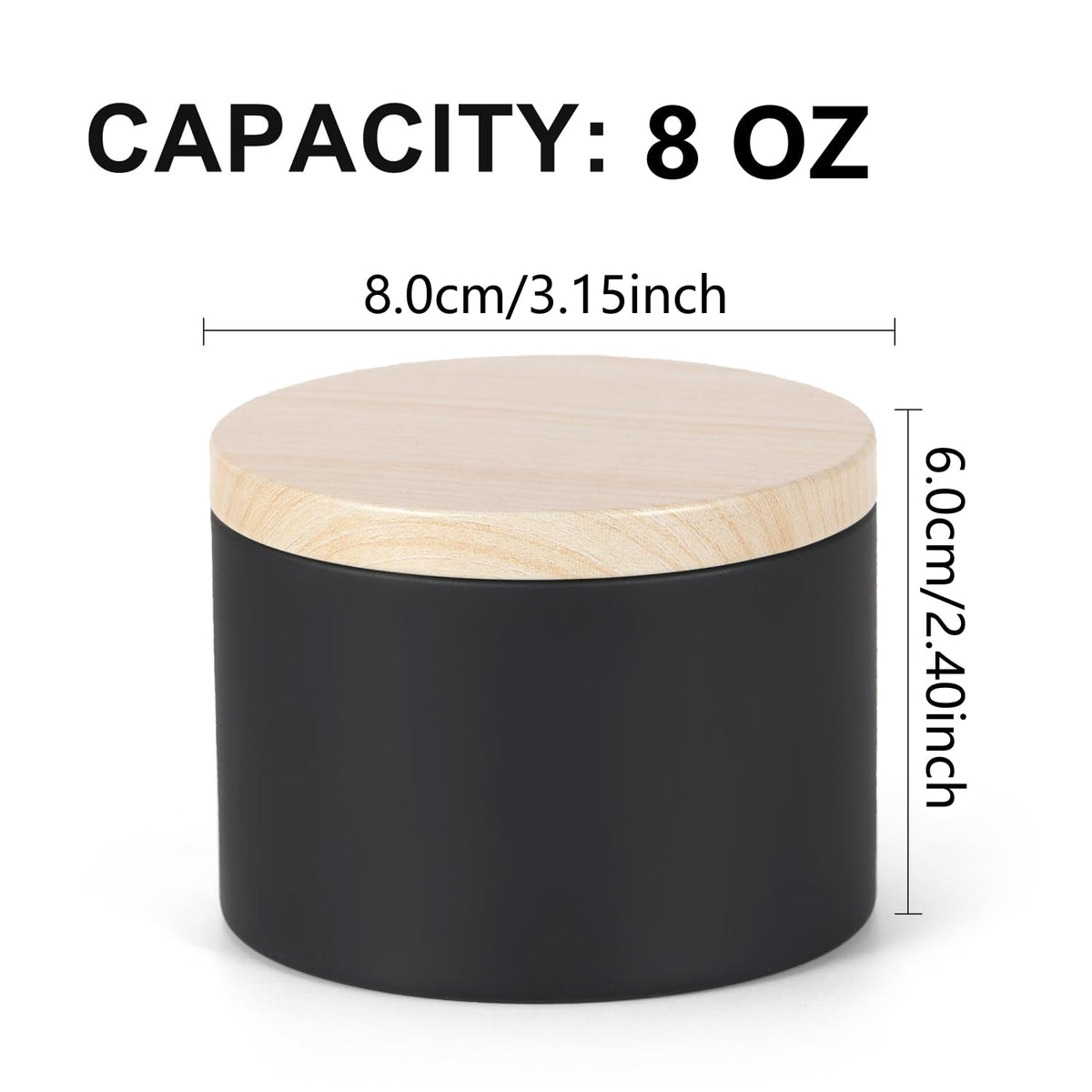 SONVIIBOX 24 PCS 8oz Candle Tins, Black tins with Wood-Grain Metal lids,Candle Jars for Making Candles Bulk,8oz Candle Jars,Tin Jars for Candle Making