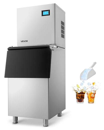 VEVOR Commercial Ice Maker Machine, 360LBS/24H Ice-Making Machine with 250LBS Large Storage Bin, Auto Self-Cleaning Ice Maker with Touchscreen for Bar Cafe Restaurant Business Commercial