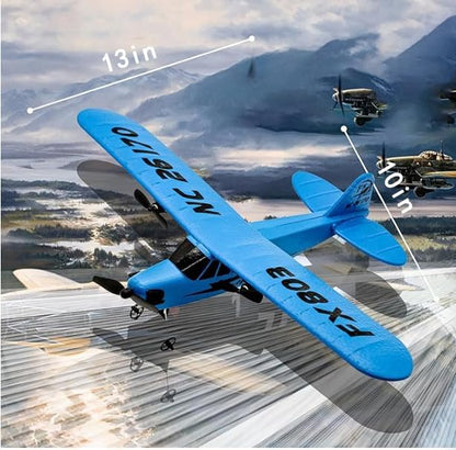 J-3 Plus RC Plane for Kids - 2CH Remote Control Airplane with Foam Body Easy Ready to Fly Outdoor Glider Toy for Boys &amp Girls Ages 8-12