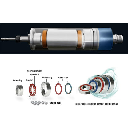 G-Penny 2.2kw ER20 220v Air Cooled Spindle Motor 0-24000rpm D=80mm 4 pcs Ceramic Ball Bearings Woor Working 0.01mm Accuracy for CNC Machine