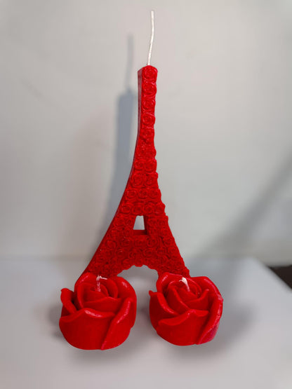 SKP Decor Rose Tower and Rose Candle Set |1 Tower and 2 Red Roses Soy Wax Hand Poured Romantic Red Roses Anniversary & Gifting 20 X 11 cm