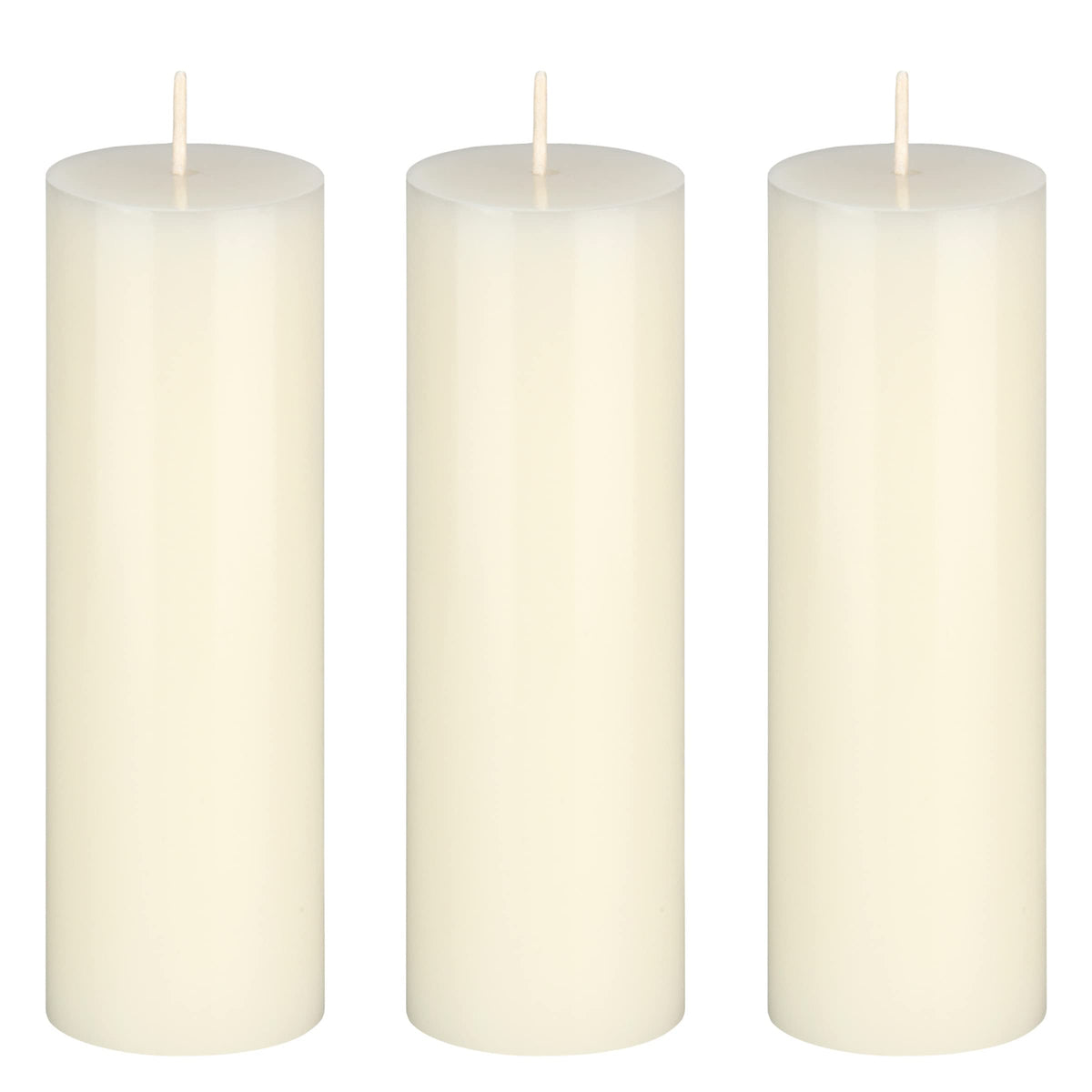 Mega Candles 3 pcs Unscented Solid Ivory Pillar Candles, Hand Poured Premium Wax Candle 2 Inch x 6 Inch, Home Décor, Spas, Weddings, Occasions, Party, Centerpieces, Holidays, Vigils, Prayers