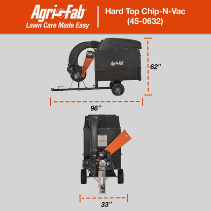 Agri-Fab Chip-N-Vac Collection System, 32 Cu Ft Tow Behind Lawn Vacuum and Chipper with Deck Adapter and Clear Hose
