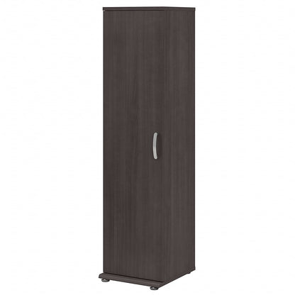 Bush Business Furniture Universal Tall Narrow Storage Cabinet with Door and Shelves in Storm Gray