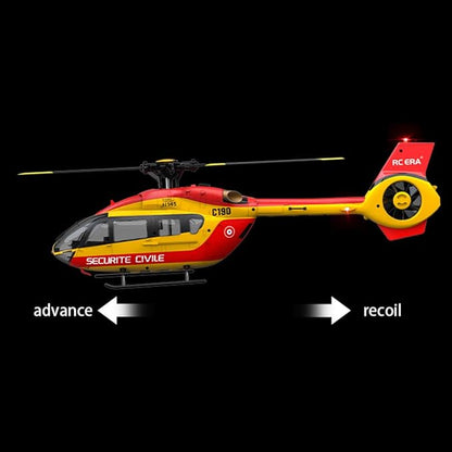 C190 RC Helicopter for Adults 1:30 Scale H145 2.4G 6CH Single Propeller Optical Flow Positioning Six-axis Gyroscope Stabilization (Red Yellow 2 Batteries)
