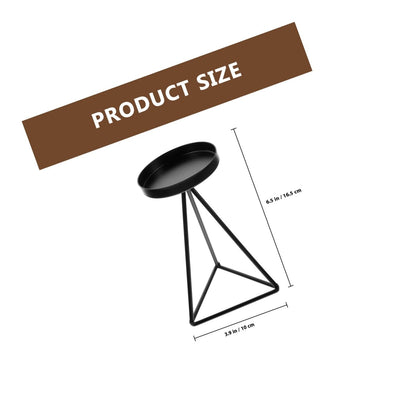 Ipetboom Geometric Iron Hollow Candlestick Holder Black Triangular Candle Pedestal for Dining Table Home Decor