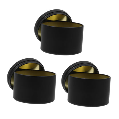 COHEALI 3pcs Empty Iron Candle Jars Metal Containers for DIY Candle Making Elegant Design for Home Weddings Parties Black Tinplate Holders