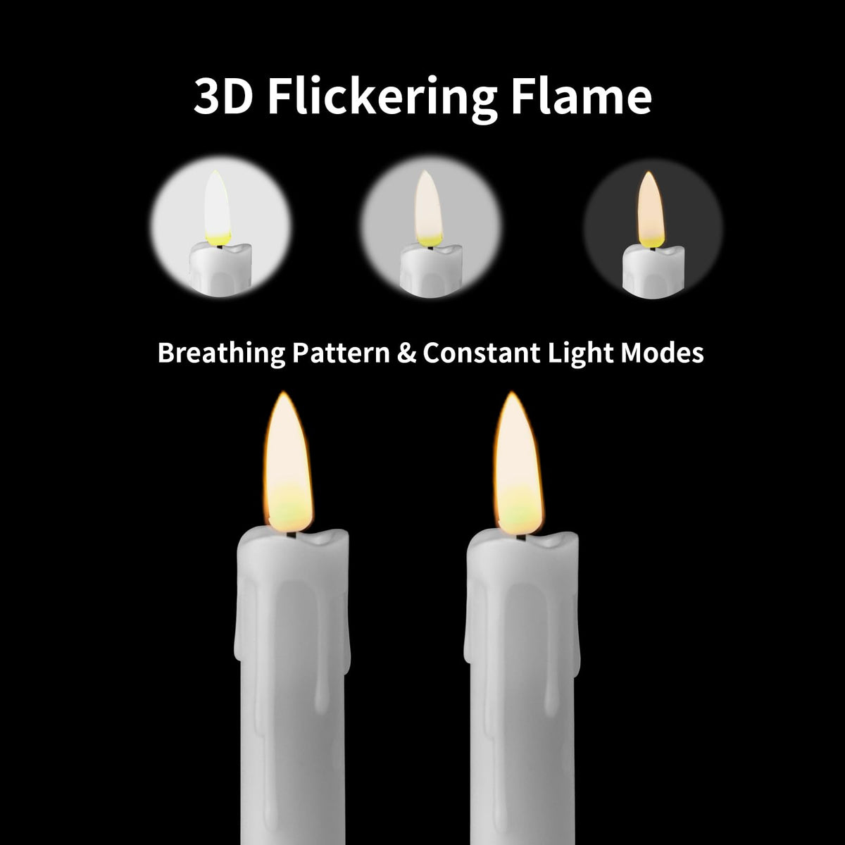 YBU Flameless Taper Candles with Remote 7 Inches Led Candle Sticks with Flickering Light Timer Dimmer Battery Operated Window Candles for Halloween Christmas Decoration 6 Pcs, White