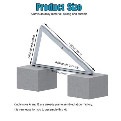 CMYYANGLIN Solar Panel Mounting Brackets Kit System Adjustable 30º~45º Aluminum Alloy Tilt Ground Mounted Bracket Rust Free Sturdy for 1-4pcs Solar Panels