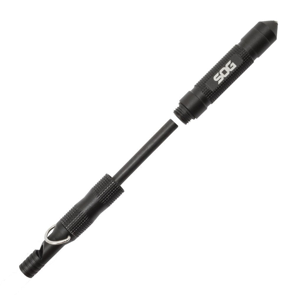 SOG Flint 4.3" Survival & Defense Portable Compact Tool for Outdoors and Emergencies | Includes Glass Breaker and Whistle