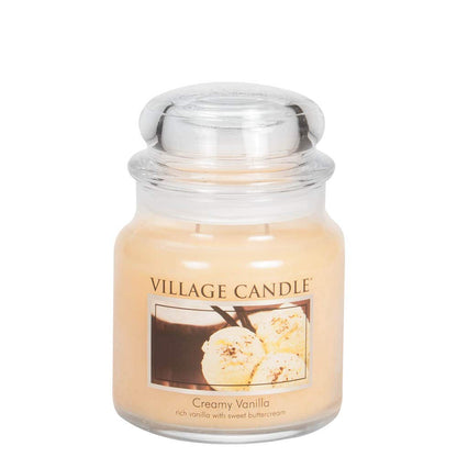 Village Candle Creamy Vanilla 16 oz Glass Jar Scented Candle, Medium