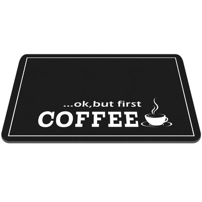 Queekay Coffee Bar Mat for Counter 24" x 16" Absorbent Dish Drying Mat for Kitchen Coffee Bar Accessories Hide Stain Rubber Backed Black Counter for Machine(Classic Style,Black)