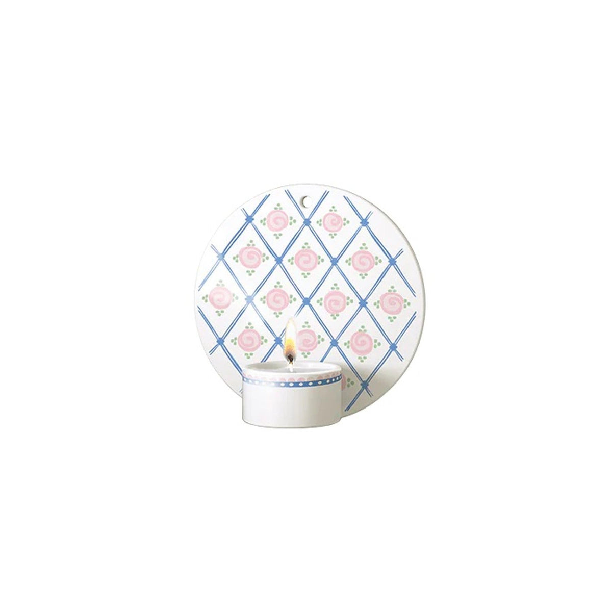 Bjorn Wiinblad Dora Tealight Holder, Blue Harlequin, 5.1" D, Gift Box Included