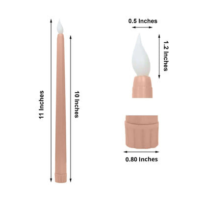 Efavormart 8 Pack Mixed Natural Flameless LED Taper Candles, 11" Flickering Battery Operated Candles for Elegant Wedding Reception & Home Ambiance