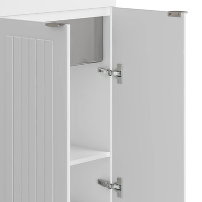 SIMPLIHOME Murphy All-in-One 24 inch Wide Utility Sink and Laundry Cabinet in Pure White Finish, Transitional Stainless Steel Sink Cabinet for Laundry Rooms with High-Arch Chrome Faucet and Storage