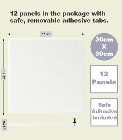 White Cork Board Tiles | Large Cork Board Alternative | Felt Wall Tiles (12-Pack) | Aesthetic Felt Bulletin Board for Office, Home & Classroom | Large Cork Boards for Walls Memo Board | White