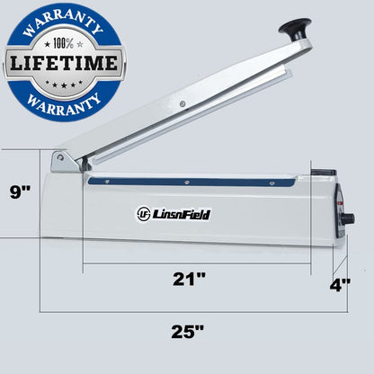 LinsnField Sealer Pro - 20 inch - 5mm Sealing Width Impulse Heat Sealer Manual - Most Heavy Duty for Strong, Secure Sealing for Long Term Food Storage Heat Sealer Machine for All Bags (White)