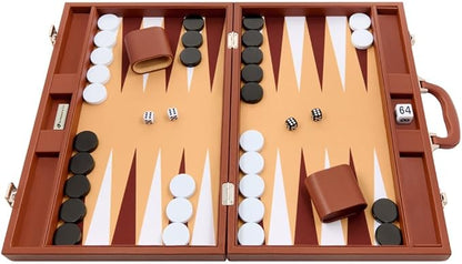 Silverman &amp Co. 19-inch Premium Backgammon Set - Desert Brown Board