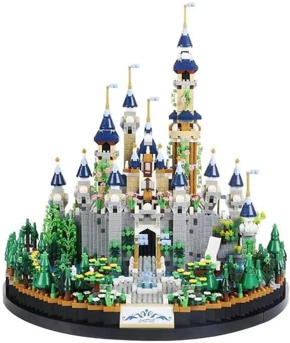 Magic Princess Blue Castle Micro Building Blocks Set for Women Architecture and Collection Model Creative Display Gift for Adults and Ages 14+ 3600 PCS