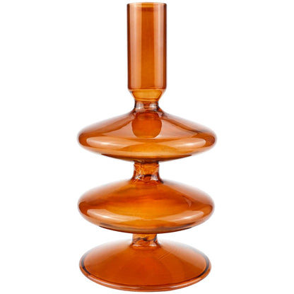 Clear Taper Candle Holders Glass Candle Stick Holder Modern Candle Holders for Tapered Candlesticks Wedding Reception Centerpieces Christmas（Brown）