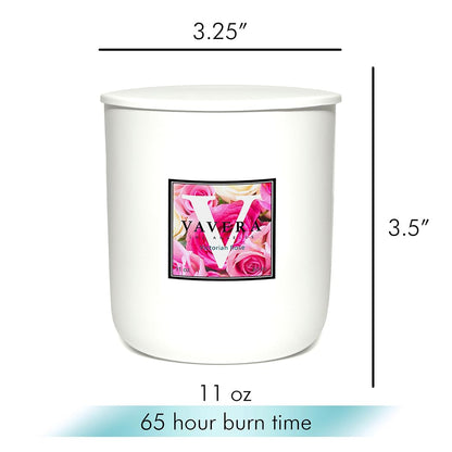 VAVERA Rose Wood Wick Candles that Crackle. Vegan Soy Candle (11oz/Matte White w/Lid) Classic, Rich, Roses Scented Candle. Great Gifts for Mom, Wife, or Girlfriend. Hand-Crafted in USA.