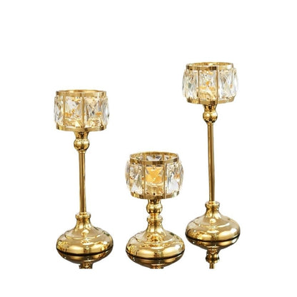 cfycfy987 Candelabra 3 Pcs Simple Iron Glass Candlestick Modern Table Decoration Ornaments Candle Holder Gift Candle Sticks Holder(Gold)