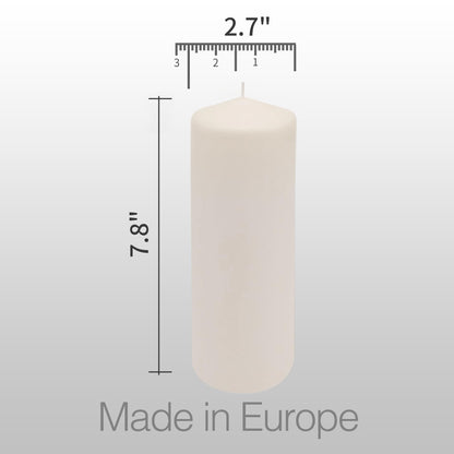 HomeLights Pillar Candles - 2.7x8 inch | 80 Hours Burning, 6 Count - White Unscented Smokeless European Pillar Candles - Perfect for Wedding, Parties, Spas, Home Gatherings and Dinner