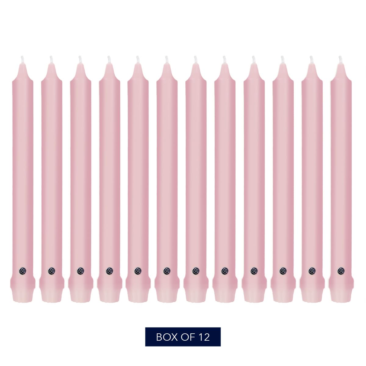 Colonial Candle Unscented Taper Candle, Classic Collection, Persian Pink, 8 in, Pack of 12 - Up to 6 Hours Burn