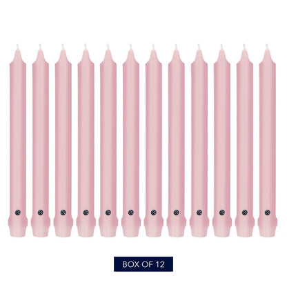Colonial Candle Unscented Taper Candle, Classic Collection, Persian Pink, 8 in, Pack of 12 - Up to 6 Hours Burn