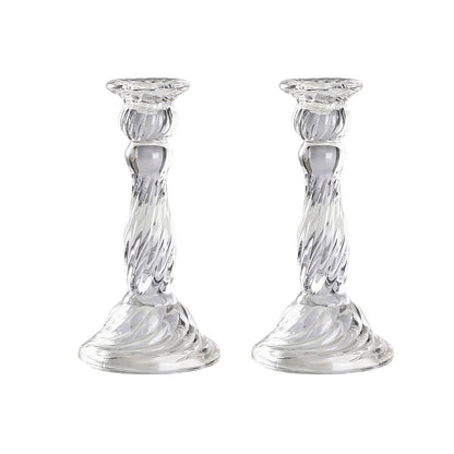 Clear Glass Taper Candle Holders, Clear Crystal Glass Candlesticks Holders for Fancy Table Decor Wedding Celebration Centerpiece Taper Candles Holder 6.4" Tall, Pack 2