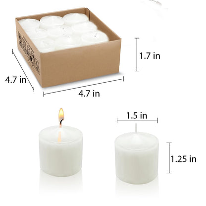 9 Packs White Votive Candles, Unscented Small 1.5 Inch Diameter Votives for Wedding, Holiday Party, Home (8 Hour), 1.5" D x 1.25" H