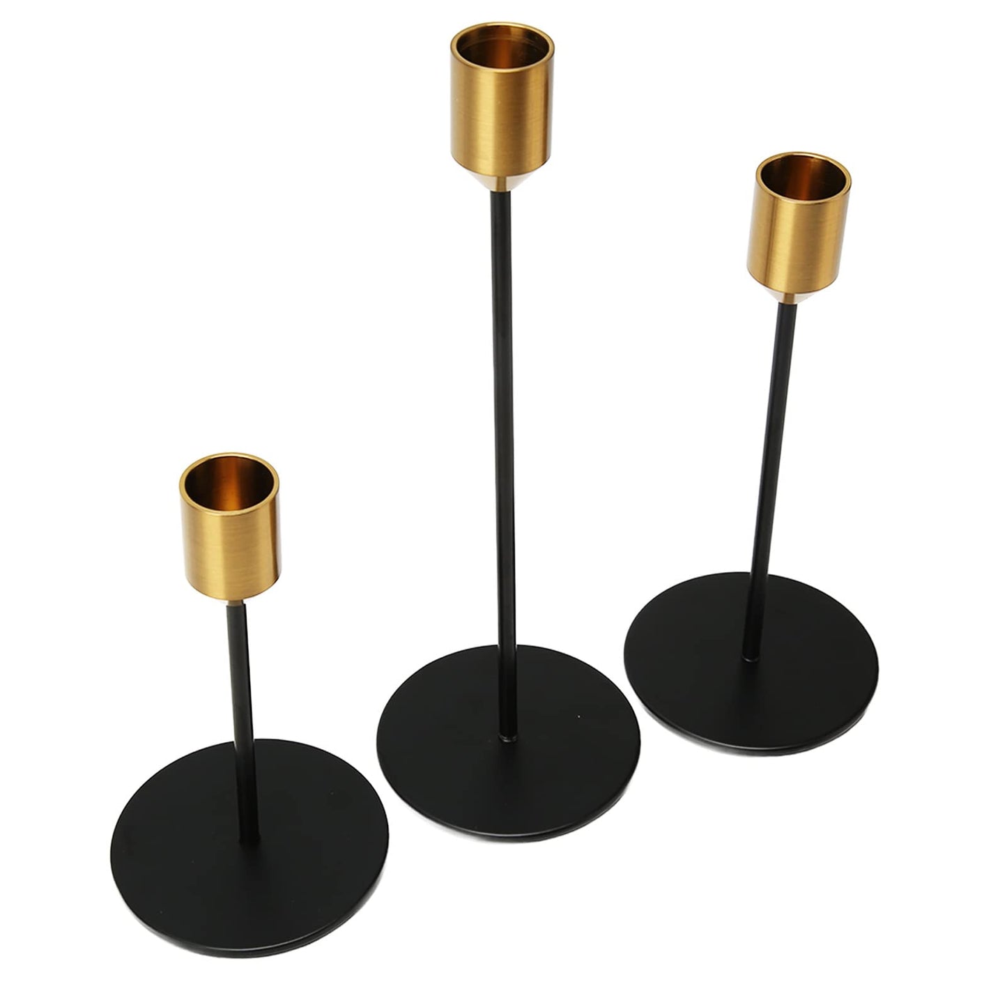 Black Gold Candlestick Holder, Elegant Brushed Iron Candle Stand, Romantic Decorative Metal Candle Holder with Slim Design for Weddings Home Decor and Gift Giving