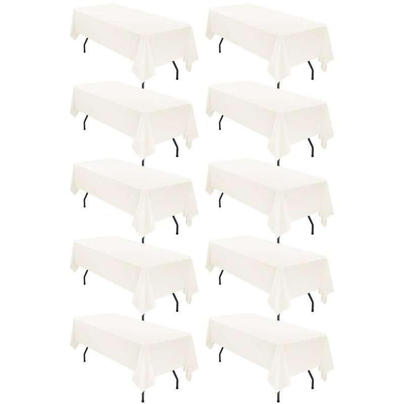 fani 10 Pack 60 x 102 Inch Tablecloth, Ivory Tablecloth for 6 Feet Rectangle Tables, Stain and Wrinkle Resistant Washable Fabric Table Cloth for Wedding Party Dining Table Buffet Parties Camping