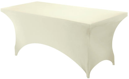 Utopia Kitchen Spandex Tablecloth 1 Pack [6FT, Ivory] Tight, Fitted, Washable and Wrinkle Resistant Stretch Rectangular Patio Table Cover for Event, Wedding, Banquet & Parties [72Lx30Wx30H Inch]